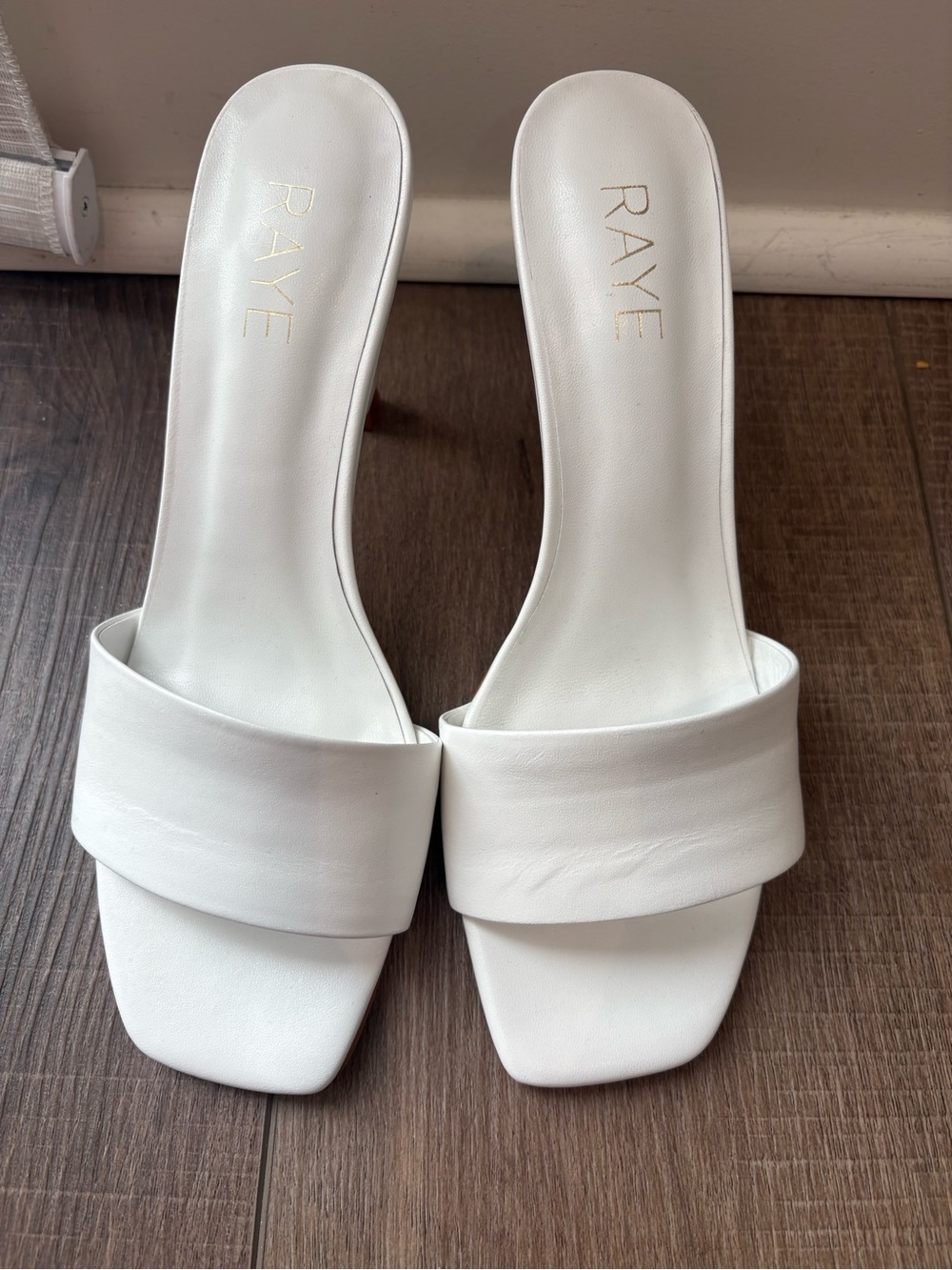 RAYE White Wide-Band Square-Toe Slide Mules